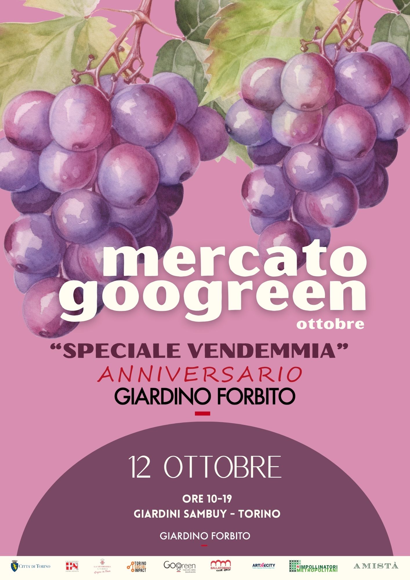 Mercato Googreen “Speciale Vendemmia” Anniversario Giardino forbito 12 ottobre 2025